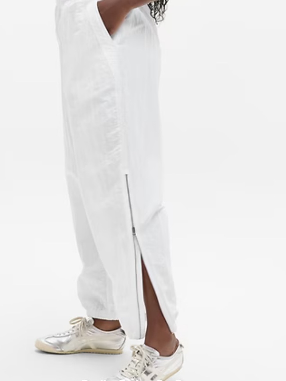 Athleta White Pursuit Mid Rise Side Zip Jogger Pants Size M